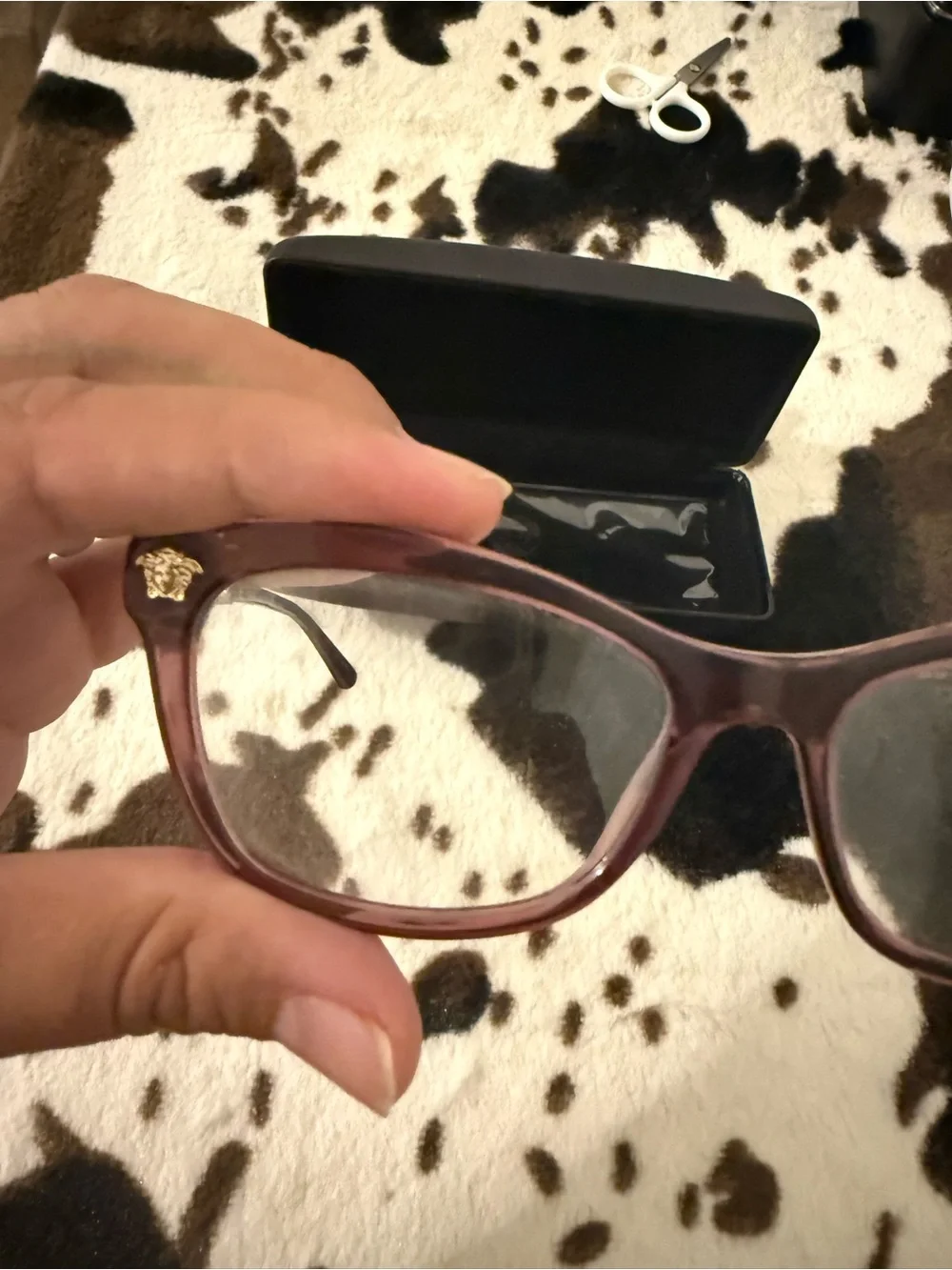 Versace women’s  lavender Eyeglass Case with lavender Frame Glasses